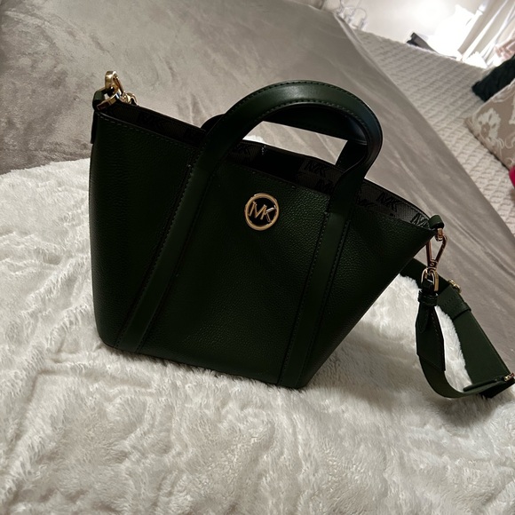 Michael Kors Handbags - Michael Kors Forest Green Saffiano Leather Satchel with Gold Hardware
